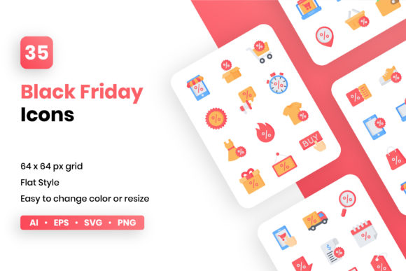 Black Friday Flat Icon Set: Design Essentials