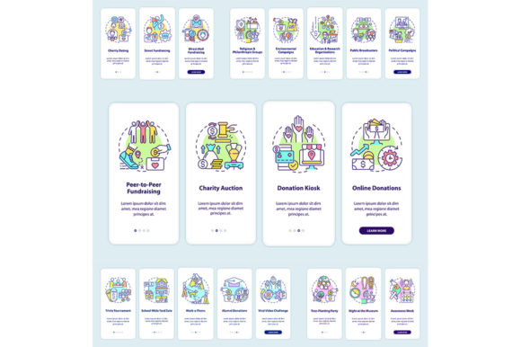 Charitable Donations Onboarding Mobile App Design
