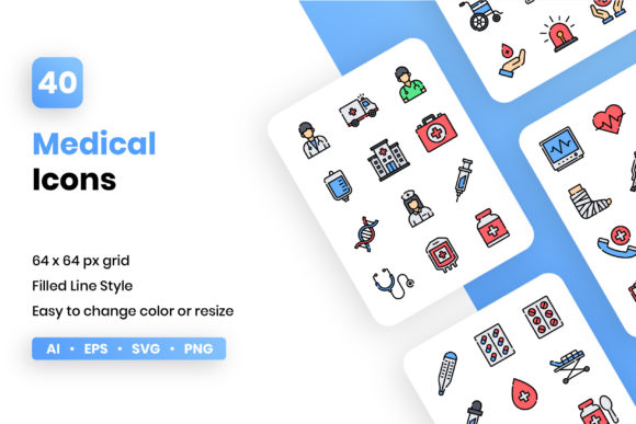 Enhancing Healthcare Design with a Versatile Medical Filled Line Icon Set
