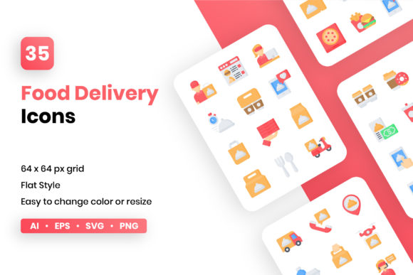 Food Delivery Flat Icon Set: Streamlining Visual Design for Modern Apps and Websites