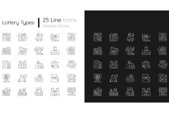 Lottery Types Linear Icons Bundle for Design