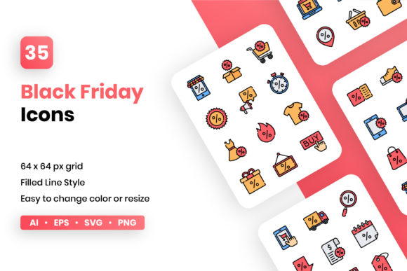 Maximizing Design Efficiency with the Black Friday Filled Line Icon Set