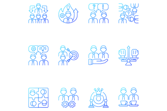 Visualizing Collaboration: The Strategic Value of Teamwork Related Gradient Icons