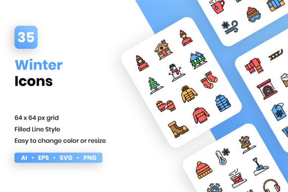 Winter Filled Line Icon Set: Integrating Seasonal Visuals into Professional Workflows